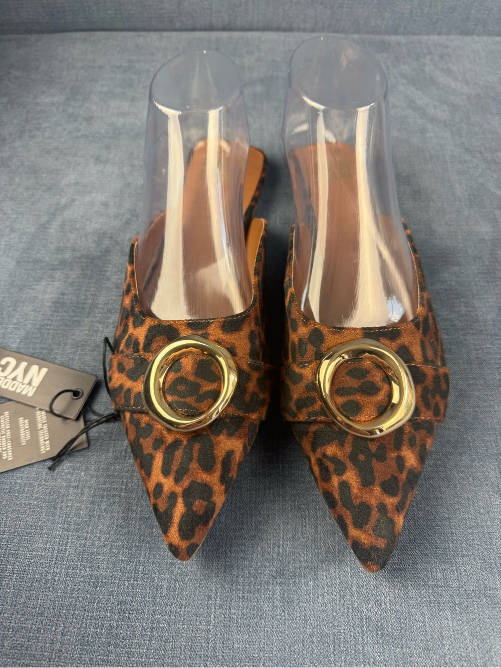 Madden NYC Womens Leopard Pointed Toe Slip On Mules Shoes SZ 8 New Coquette - Picture 2 of 8